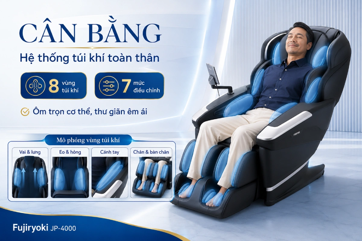 Fujiiryoki Cyper Relax sở hữu hệ thống túi khí toàn thân